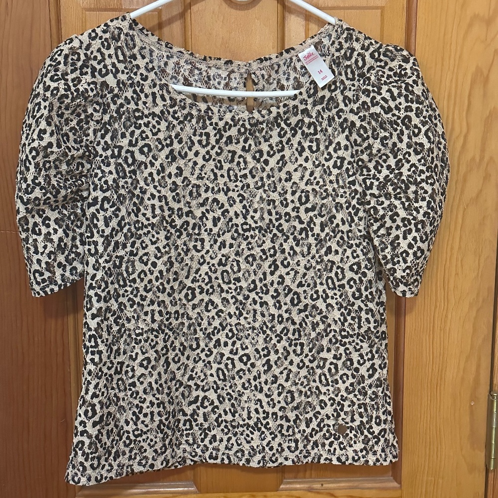Leopard print lace blouse